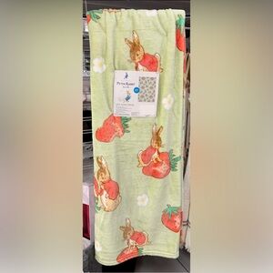 peter rabbit strawberry plush blanket throw